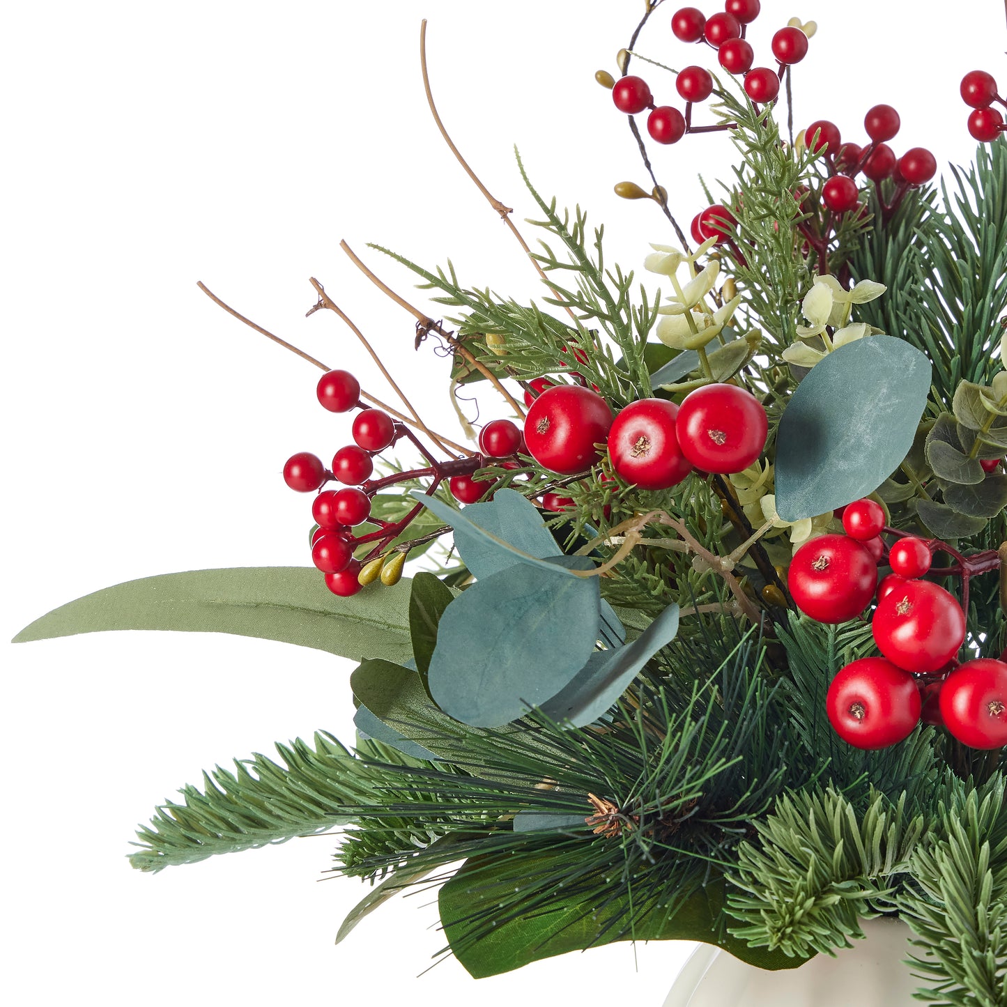 Magnolia Leaf, Eucalyptus, and Berry 19in Arrangement with Ceramic Pot