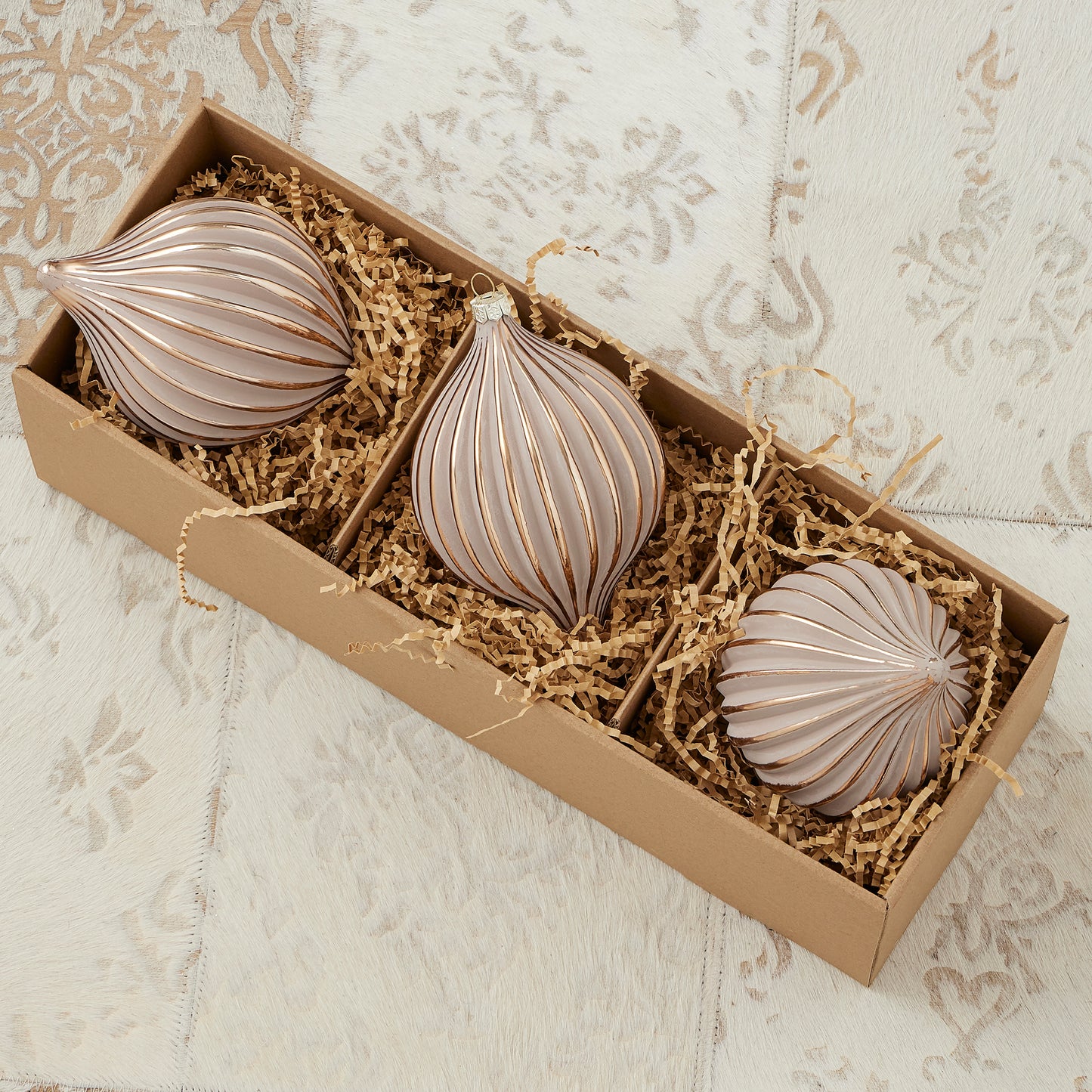 Gesso Onion Glass Ornament Set of 3