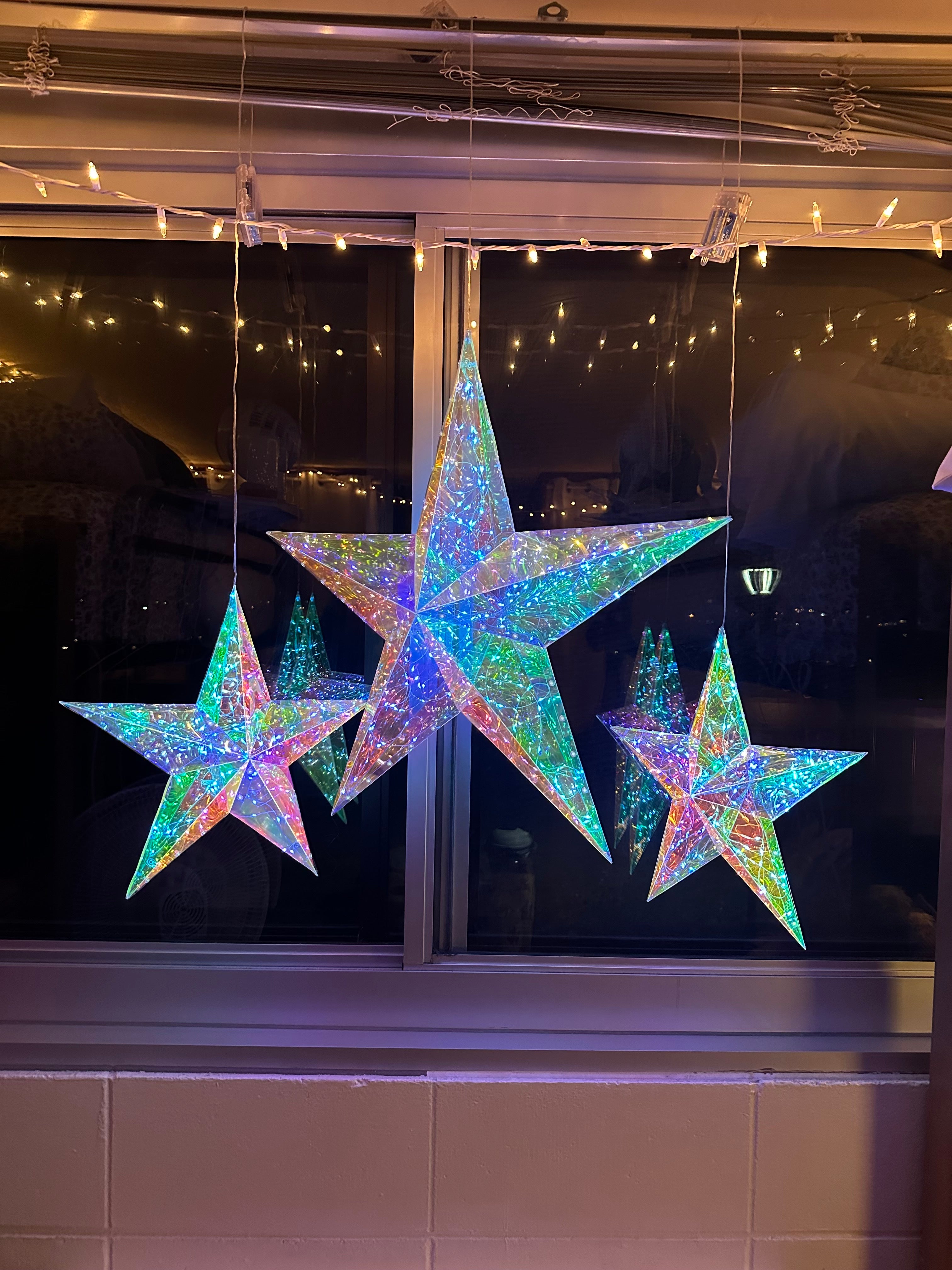 Prismatic Iridescent Traditional Star 24", LED lights