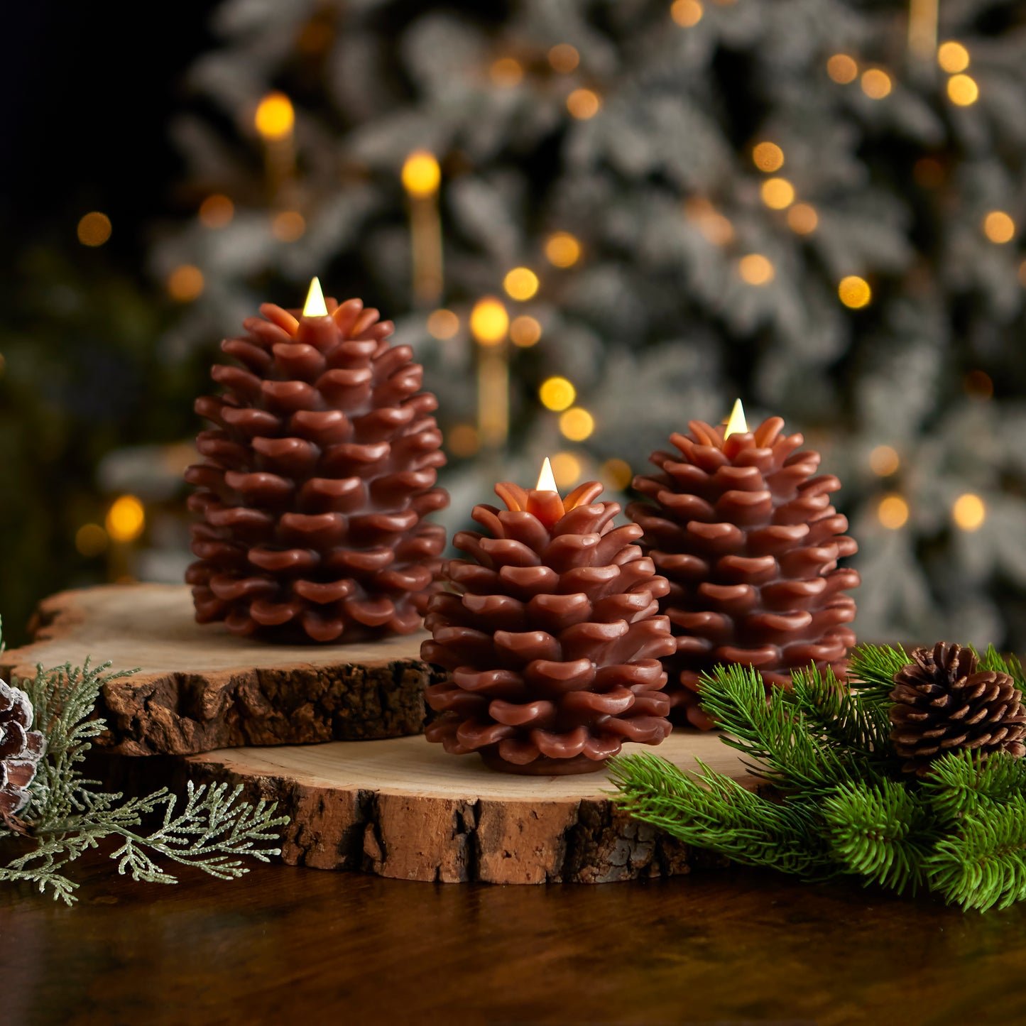 Pinecone Flameless Candle 3pc Set