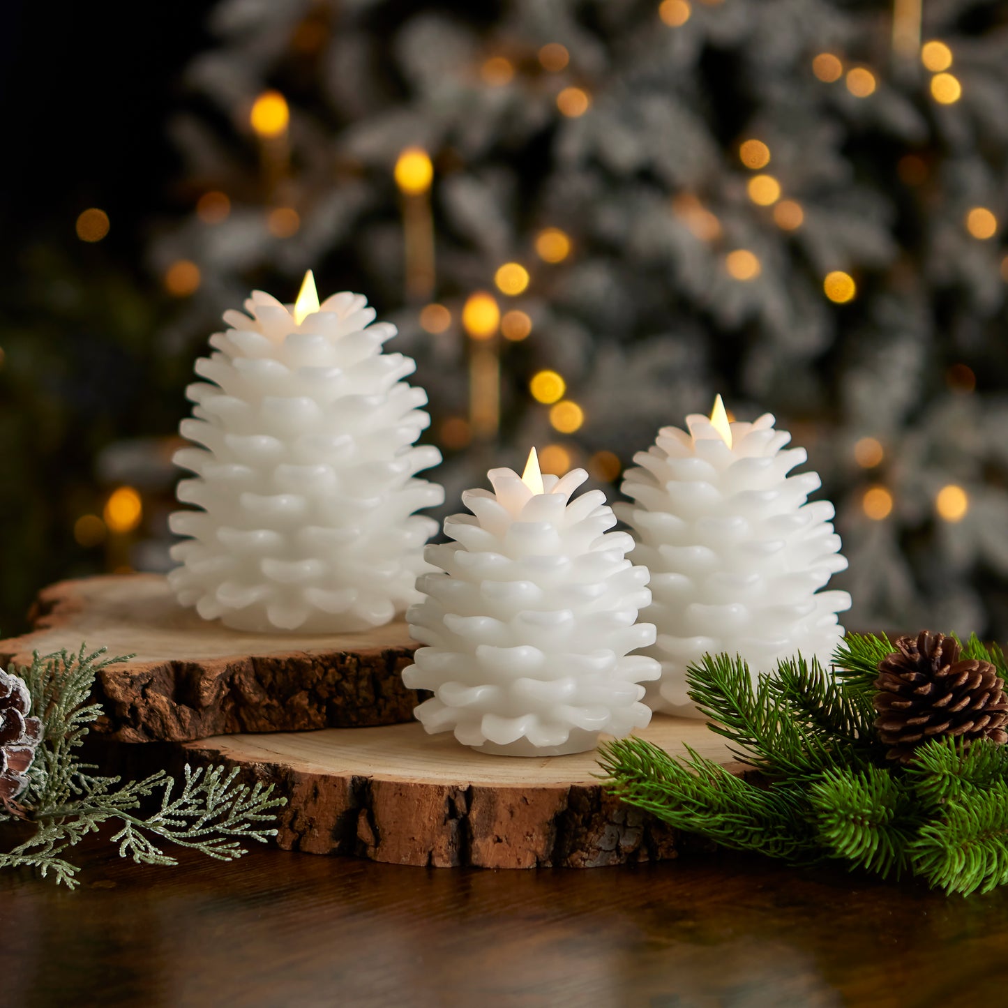 Pinecone Flameless Candle 3pc Set