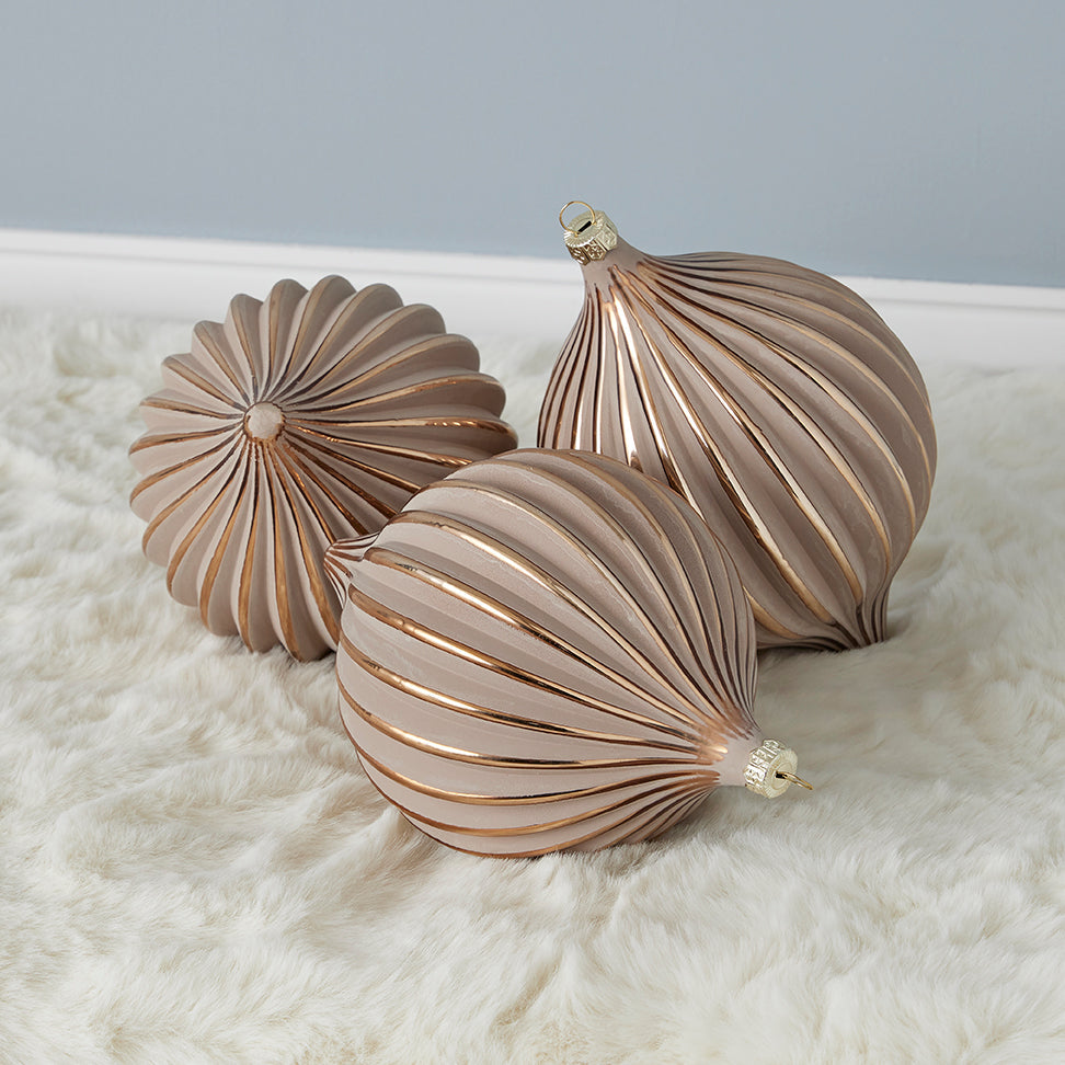 Gesso Onion Glass Ornament Set of 3