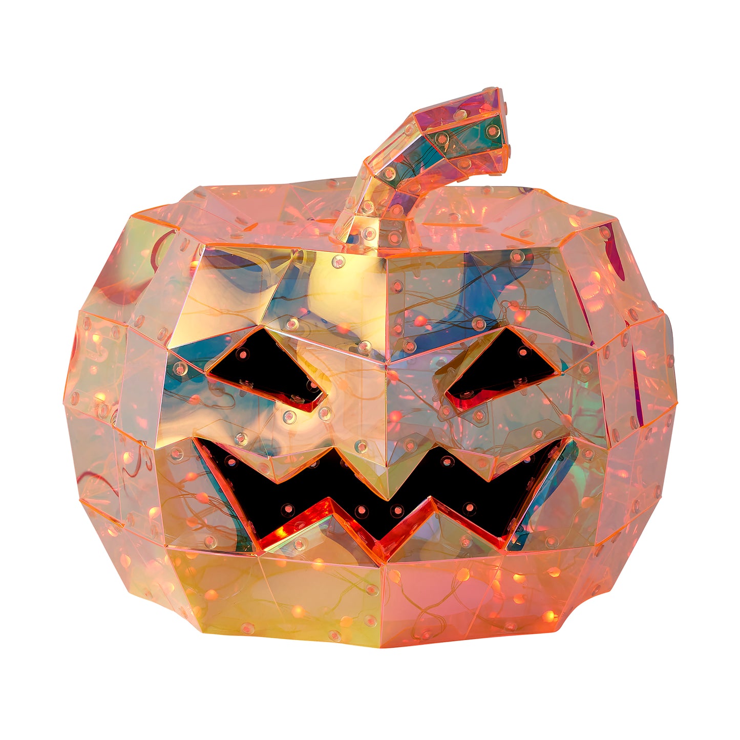 Prismatic Iridescent Pumpkin 12", LED lights