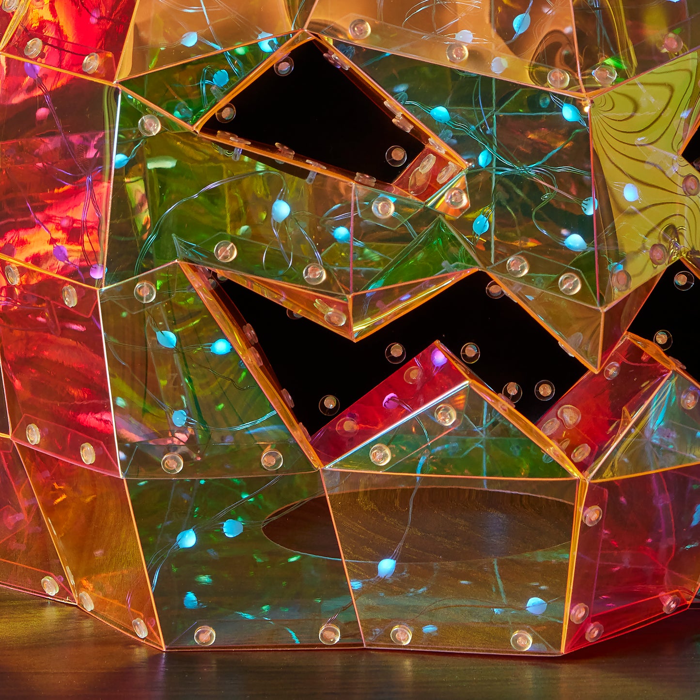Prismatic Iridescent Pumpkin 16", LED lights