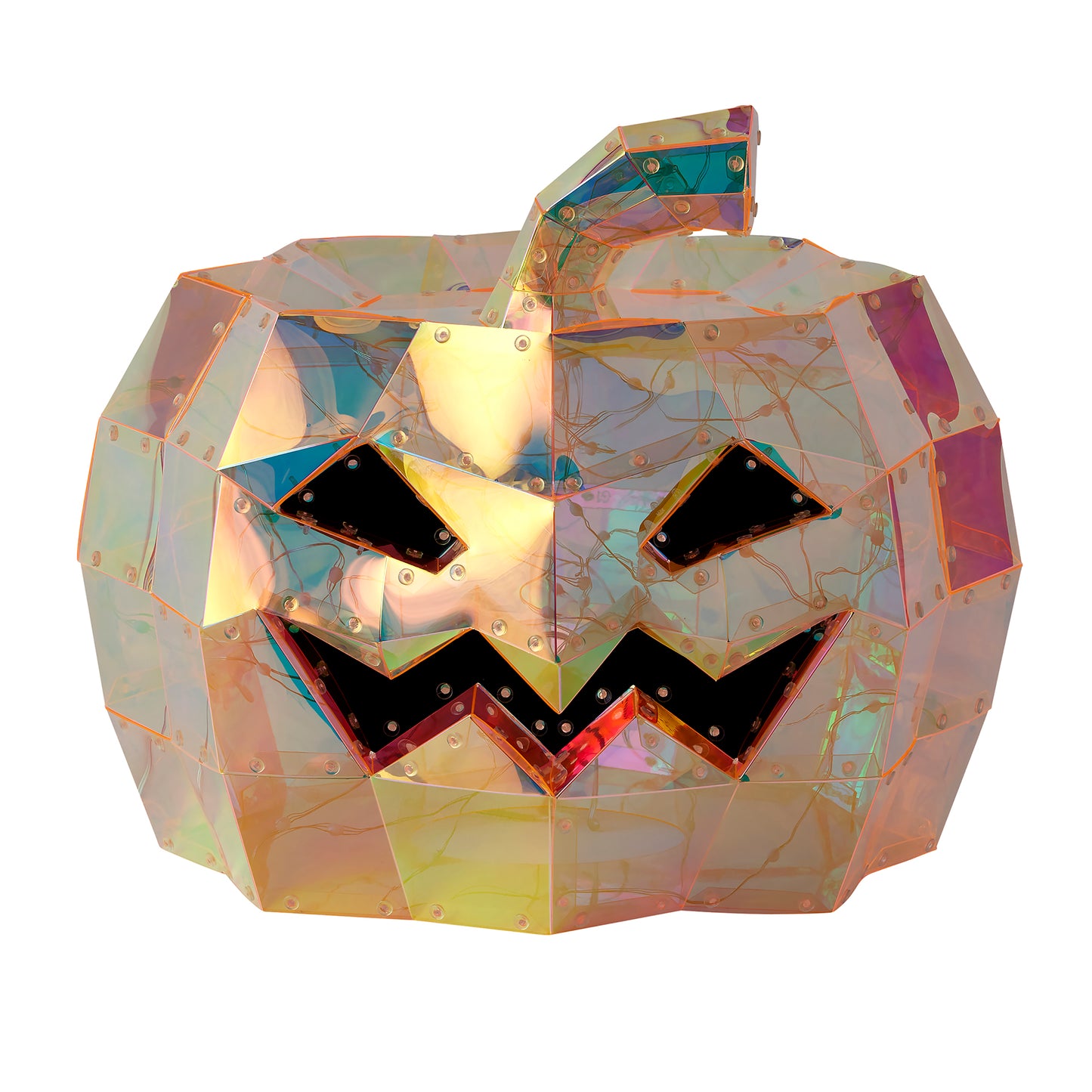 Prismatic Iridescent Pumpkin 16", LED lights