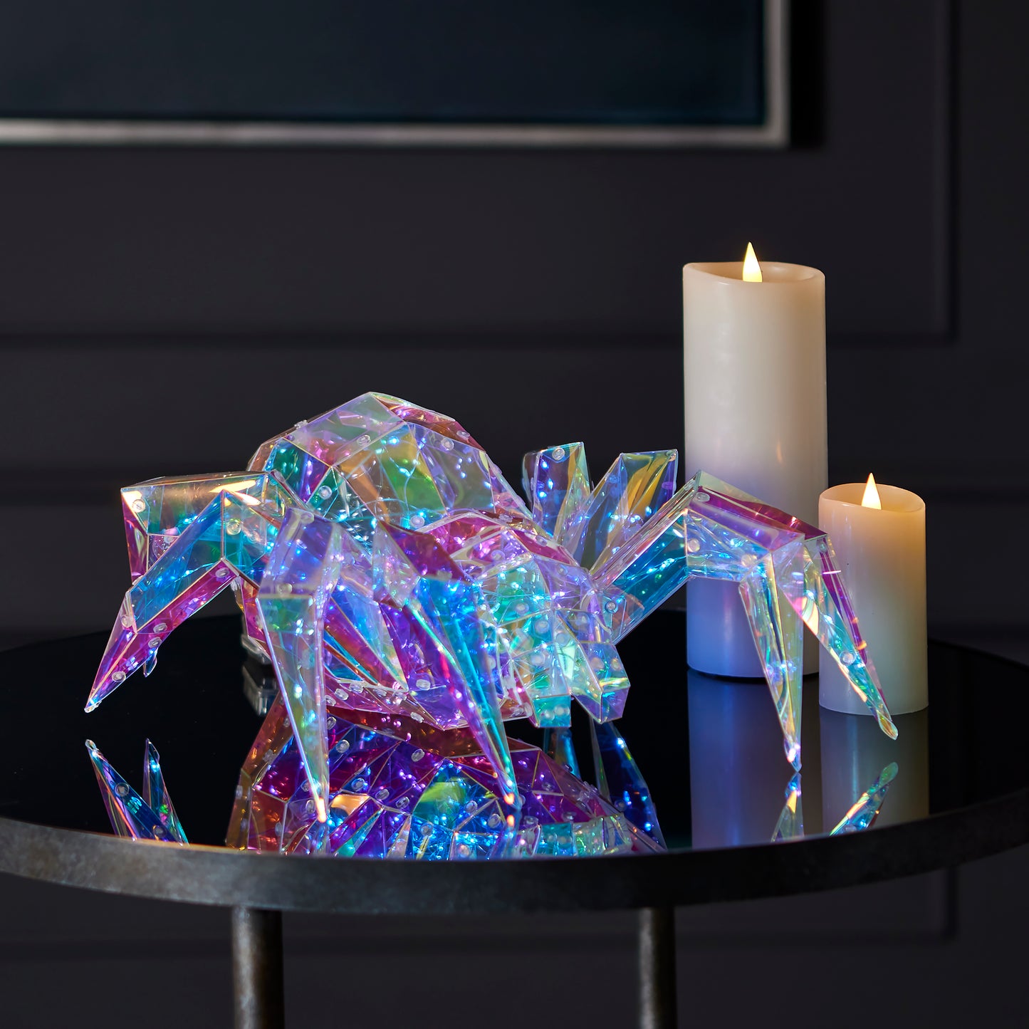 Prismatic Iridescent Spider 14", LED lights
