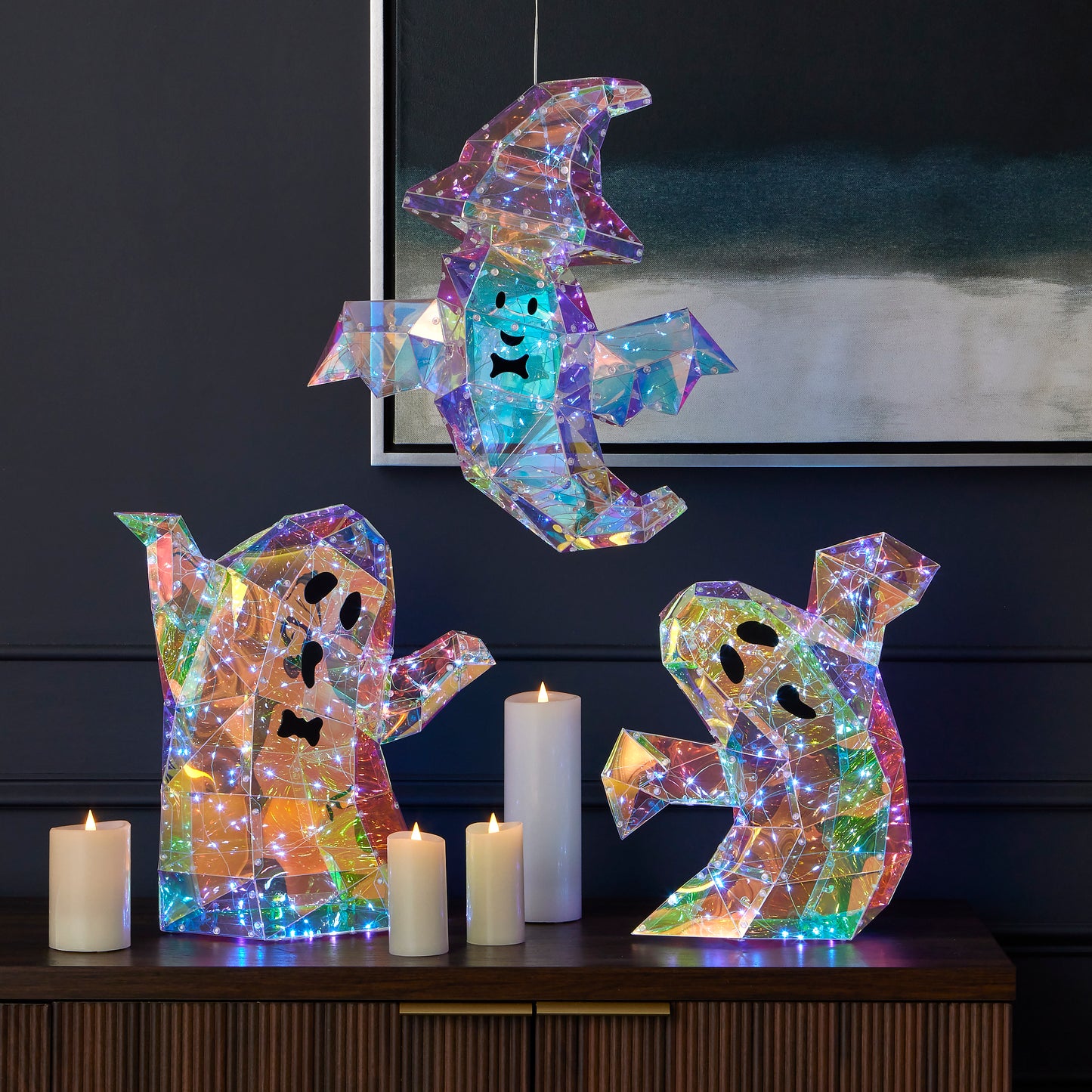 Prismatic Iridescent Wizard Ghost 16", LED lights