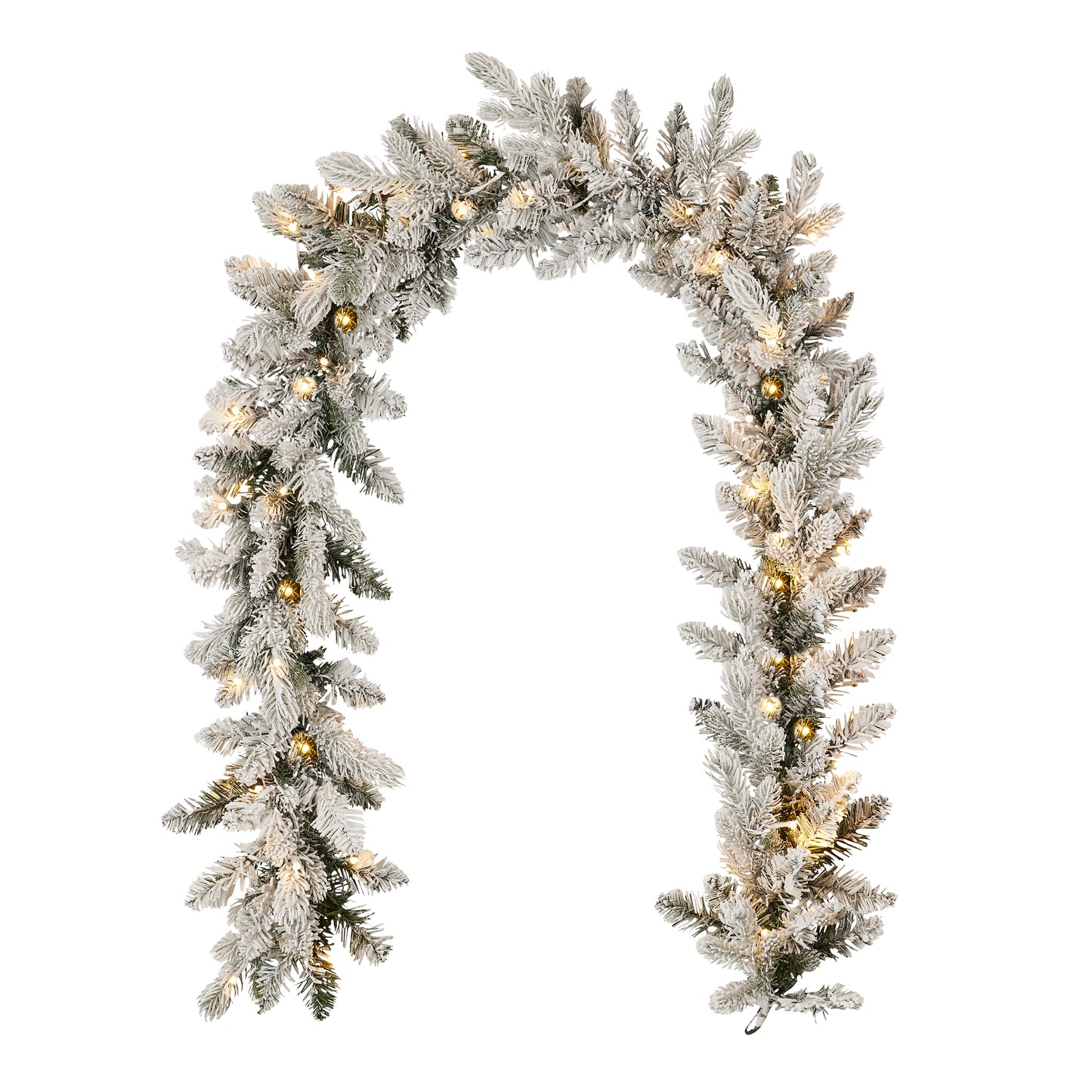Palmetto Pine 6ft Flocked Garland Pre-lit with 50 Dual LED lights and 9 Functions (Battery-Operated)