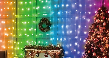 Vivvi App-Based Customizable, Color-Changing Indoor/Outdoor Curtain Lights, 6ft x 6ft