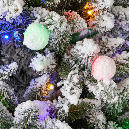 Snow Kissed Pine Flocked Slim Tree With Multicolor LED Lights