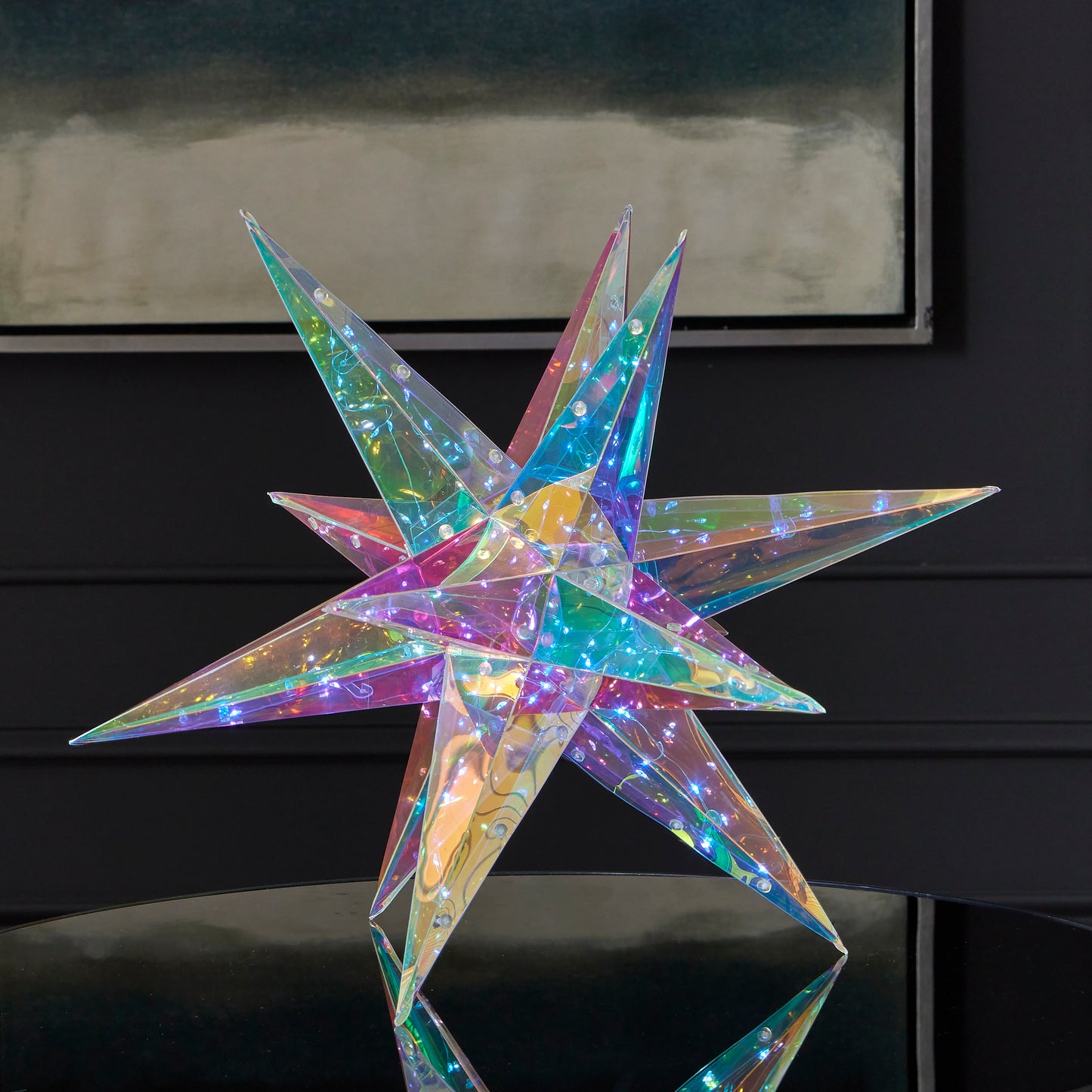 Prismatic Iridescent Christmas Explosion Star 16", LED lights