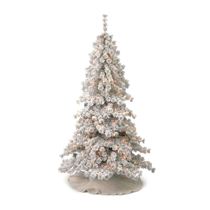 Flocked Winter Fir Hard Needle Tree with Warm White LED Lights