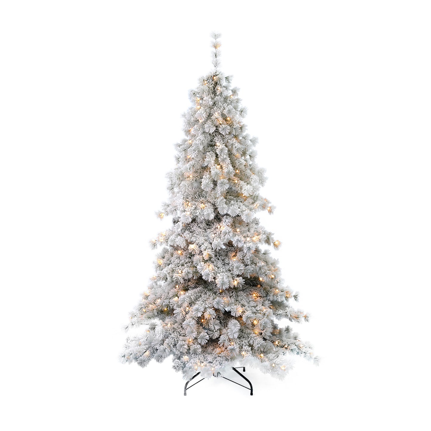 Flocked Winter Fir Hard Needle Tree with Warm White LED Lights