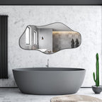 Large Black Irregular Mirror With Asymmetrical Frame