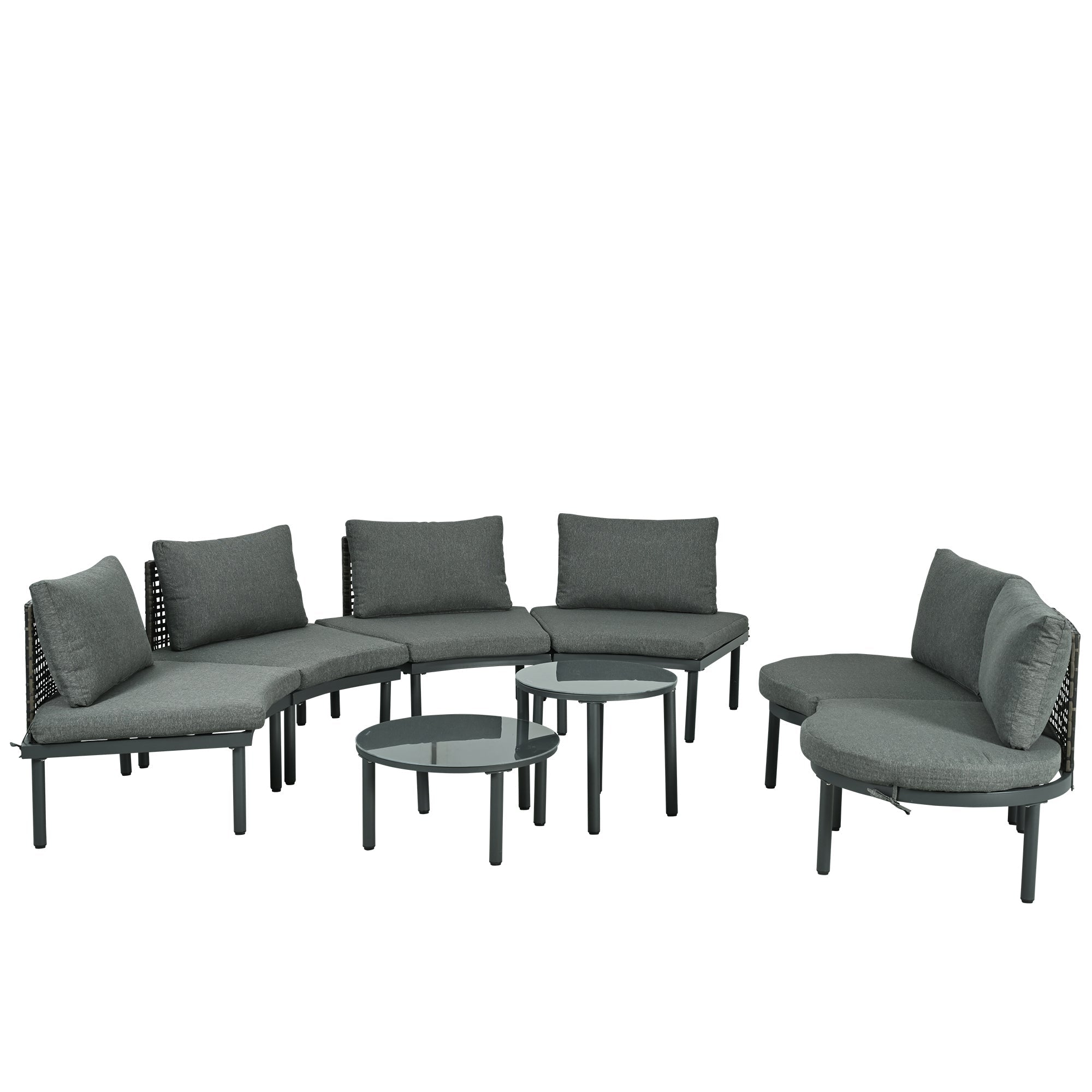 8-Piece Patio Sofa Furniture Set, Half Moon Outdoor Sectional Sofa