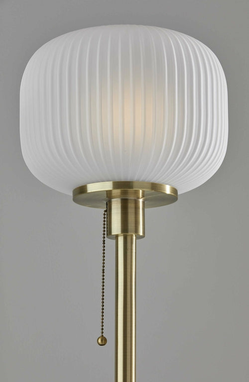 Antique Brass  Glass Metal Floor Lamp 10" X 10" X 65"