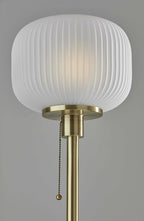 Antique Brass  Glass Metal Floor Lamp 10" X 10" X 65"