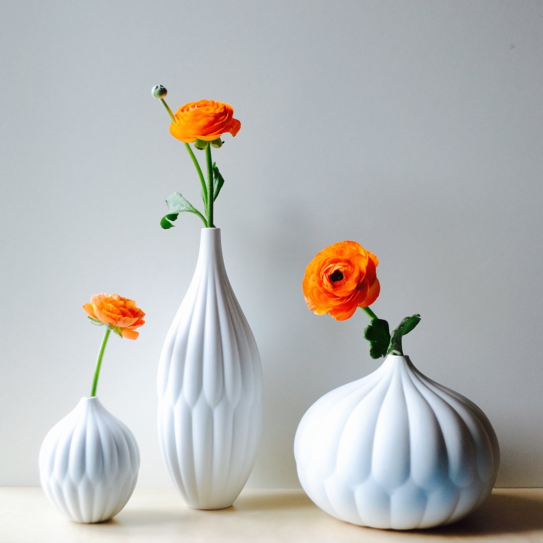 Textured Porcelain Vase Set