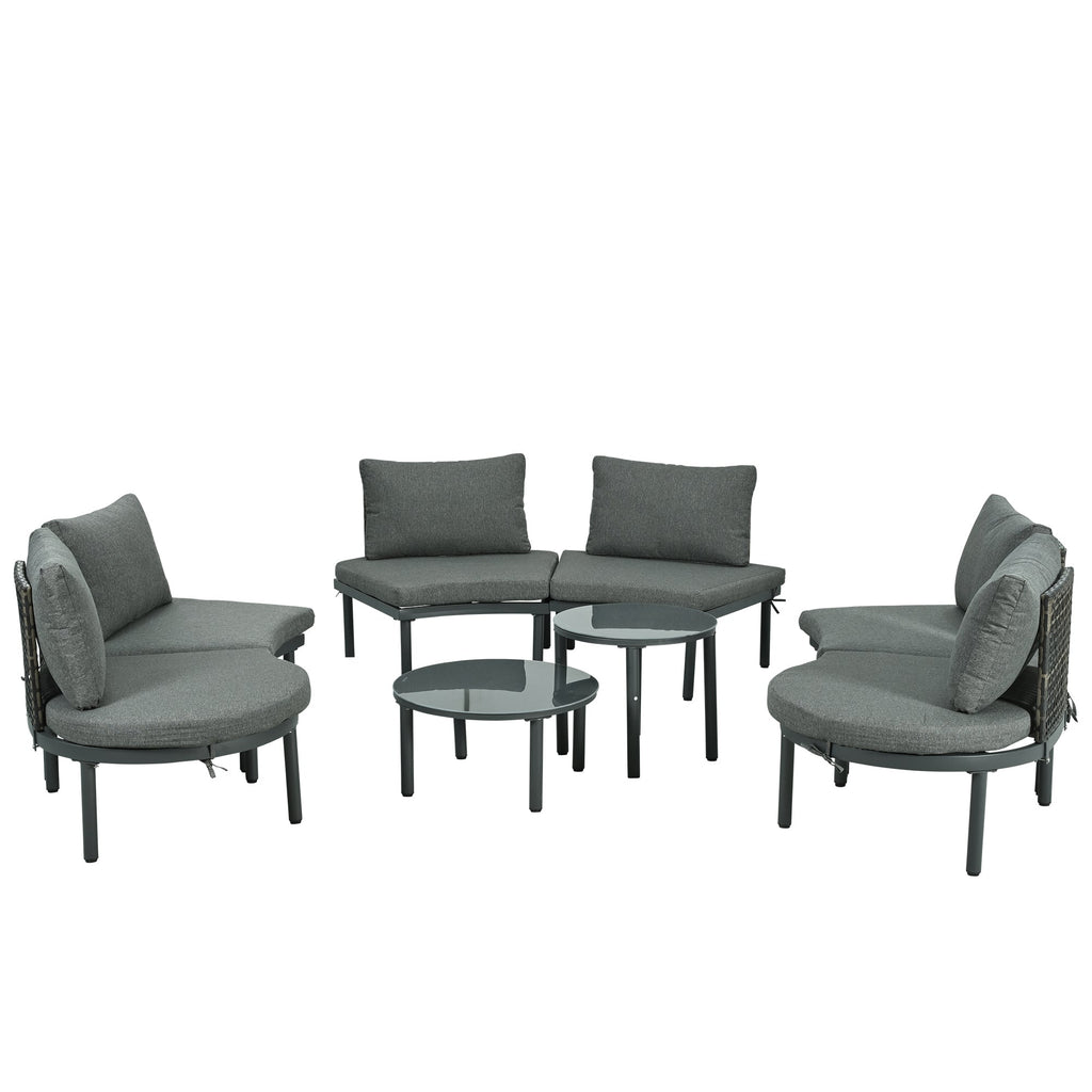 8-Piece Patio Sofa Furniture Set, Half Moon Outdoor Sectional Sofa