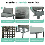 8-Piece Patio Sofa Furniture Set, Half Moon Outdoor Sectional Sofa