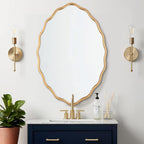Oval Brushed Gold Mirror 24"x 36" Inch Wall Mounted