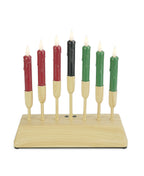 Kwanzaa Kinara with 7 Taper Candles, Metal Base, Battery Operated
