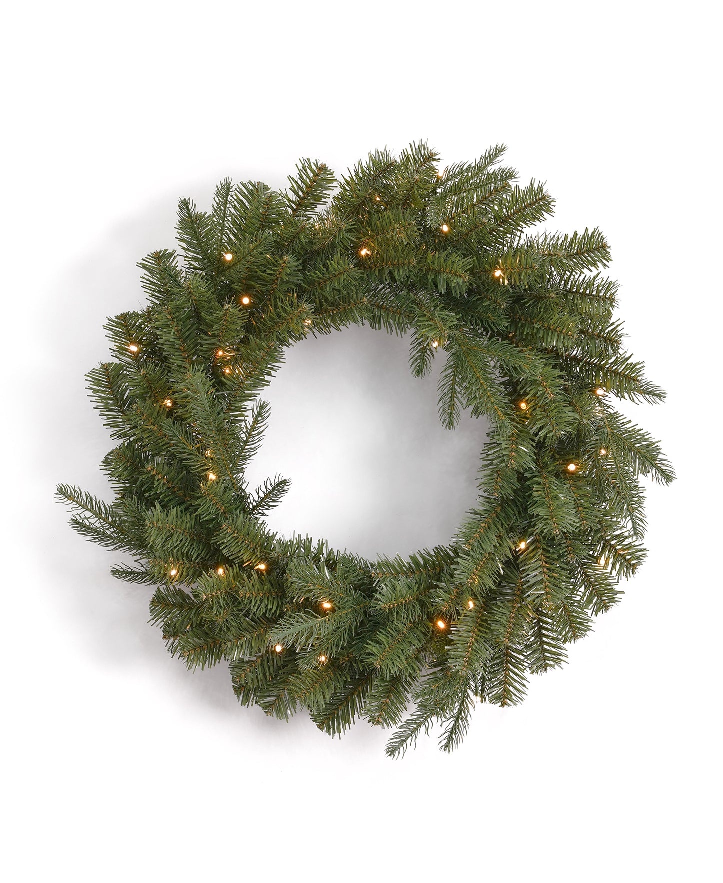 Valley Pine 24“ Pre-Lit PE/PVC Wreath,130 Tips, Battery Operated, 40 Warm White LEDs