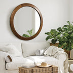 Walnut Frame Rustic Wooden Wall Mirror Bedroom Decor