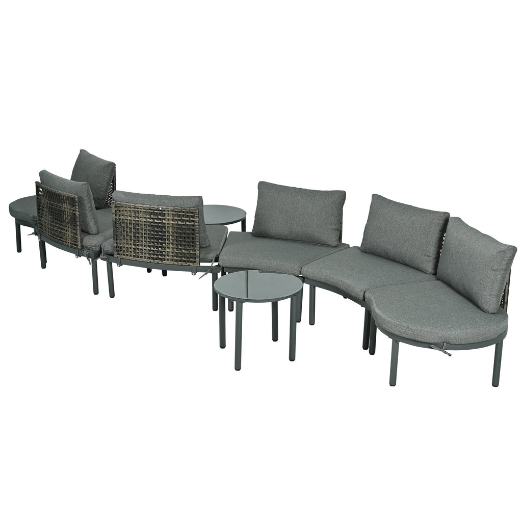 8-Piece Patio Sofa Furniture Set, Half Moon Outdoor Sectional Sofa