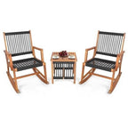 3 Piece Outdoor Wood Rocking Chair & Table Bistro Set