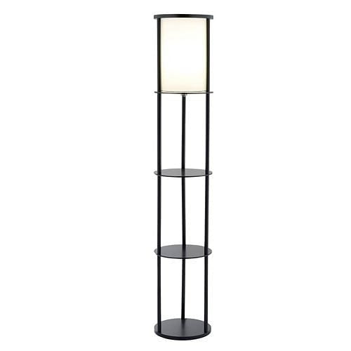 Modern Round Shelf Floor Lamp in Black