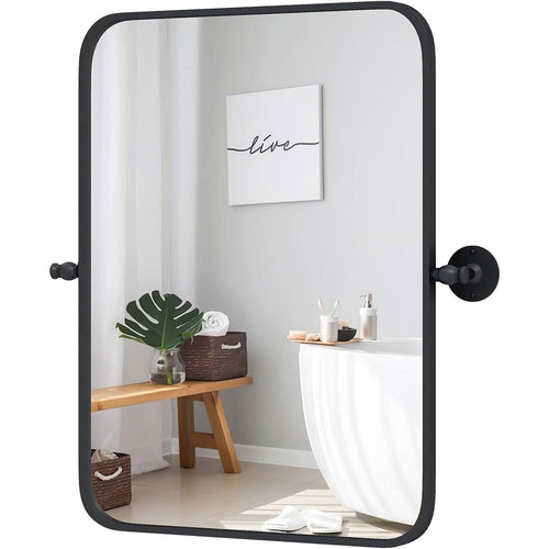30" x 22" Bathroom Wall Mirror with Easy Tilt Pivot and Black Frame