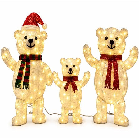 Christmas Bear Family Prelit Outdoor Decoration