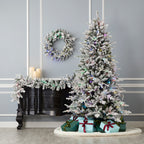 Bluffton Flocked Prelit 6ft Garland (Battery-Operated)
