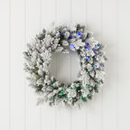 Bluffton Flocked 24" Wreath with RGB Lights and Remote
