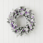 Bluffton Flocked 24" Wreath with RGB Lights and Remote