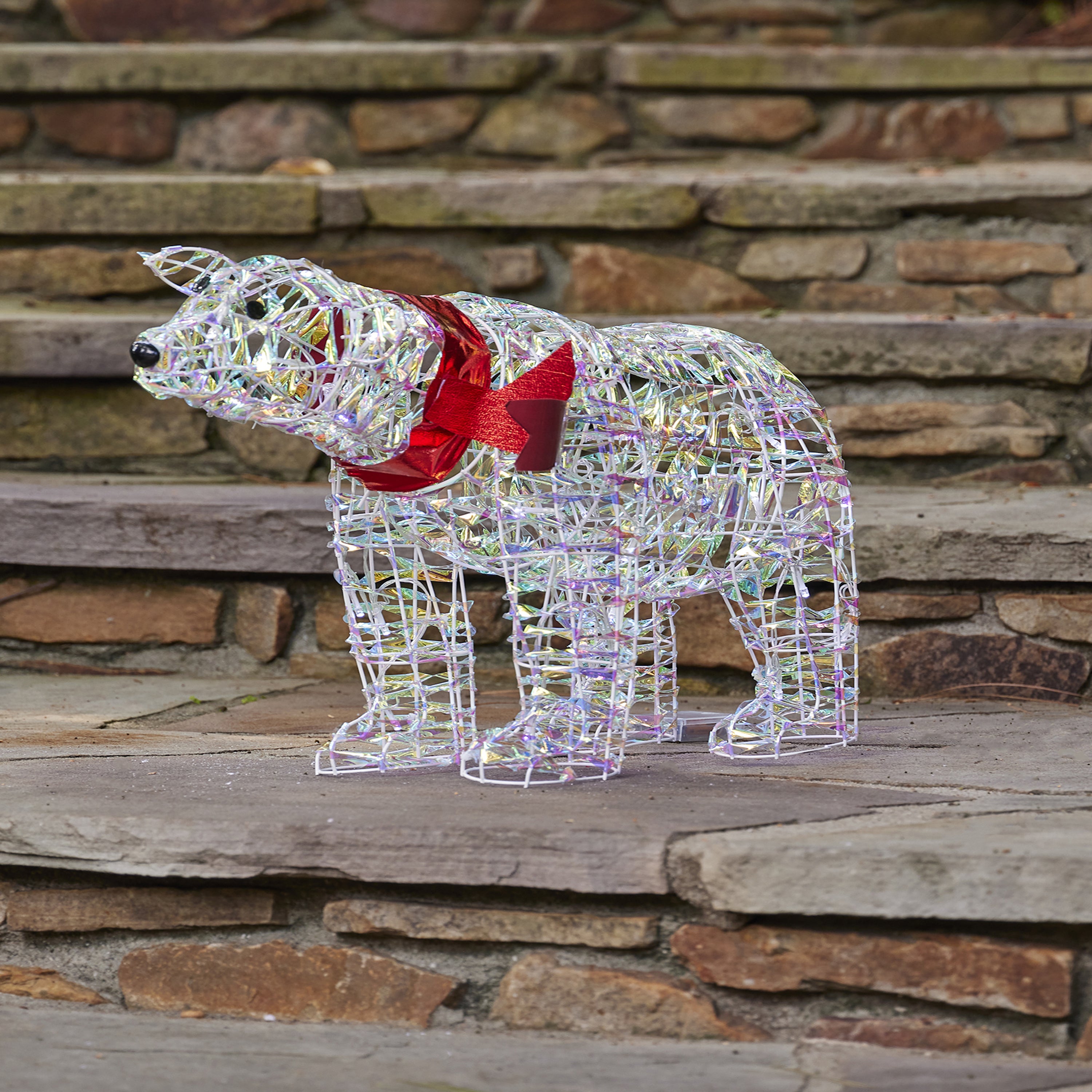 Pre-Lit Iridescent Polar Bear with Scarf