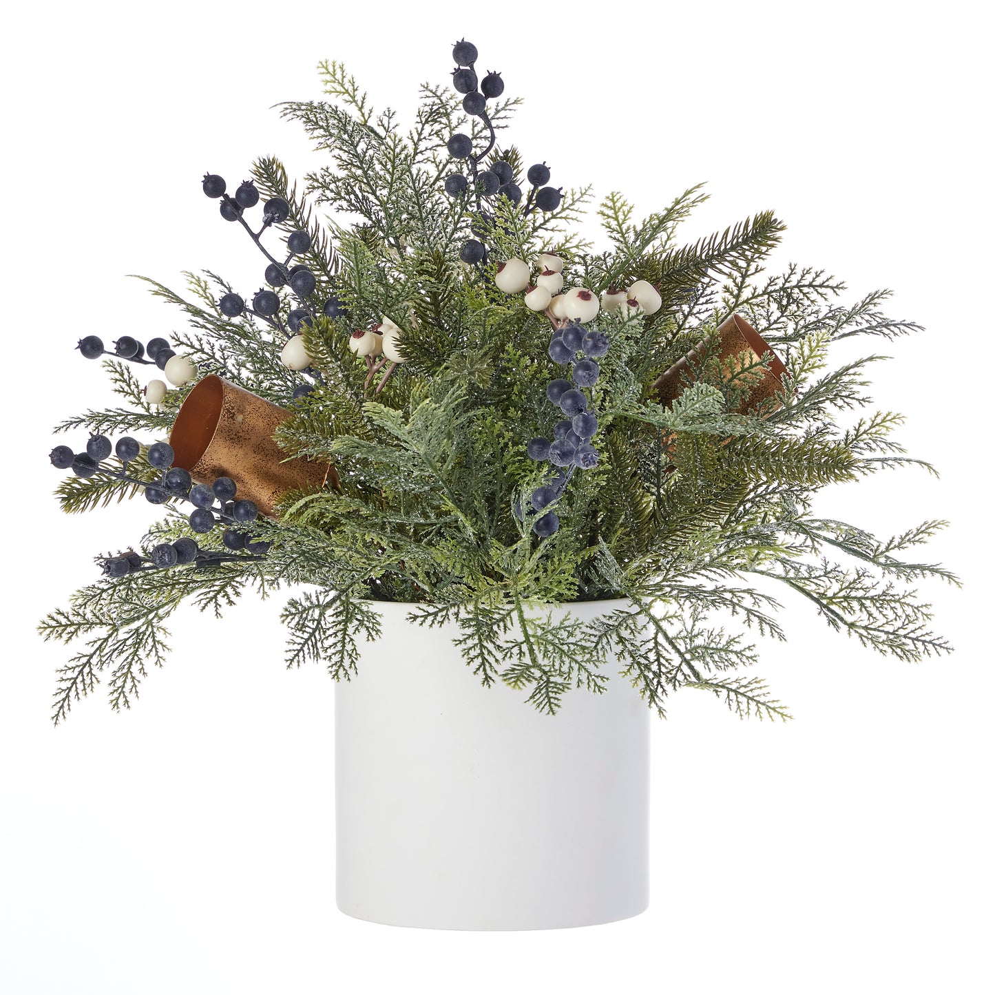 Mixed Mica Foliage with Harmony Bells 19in Arrangement in Ceramic Pot
