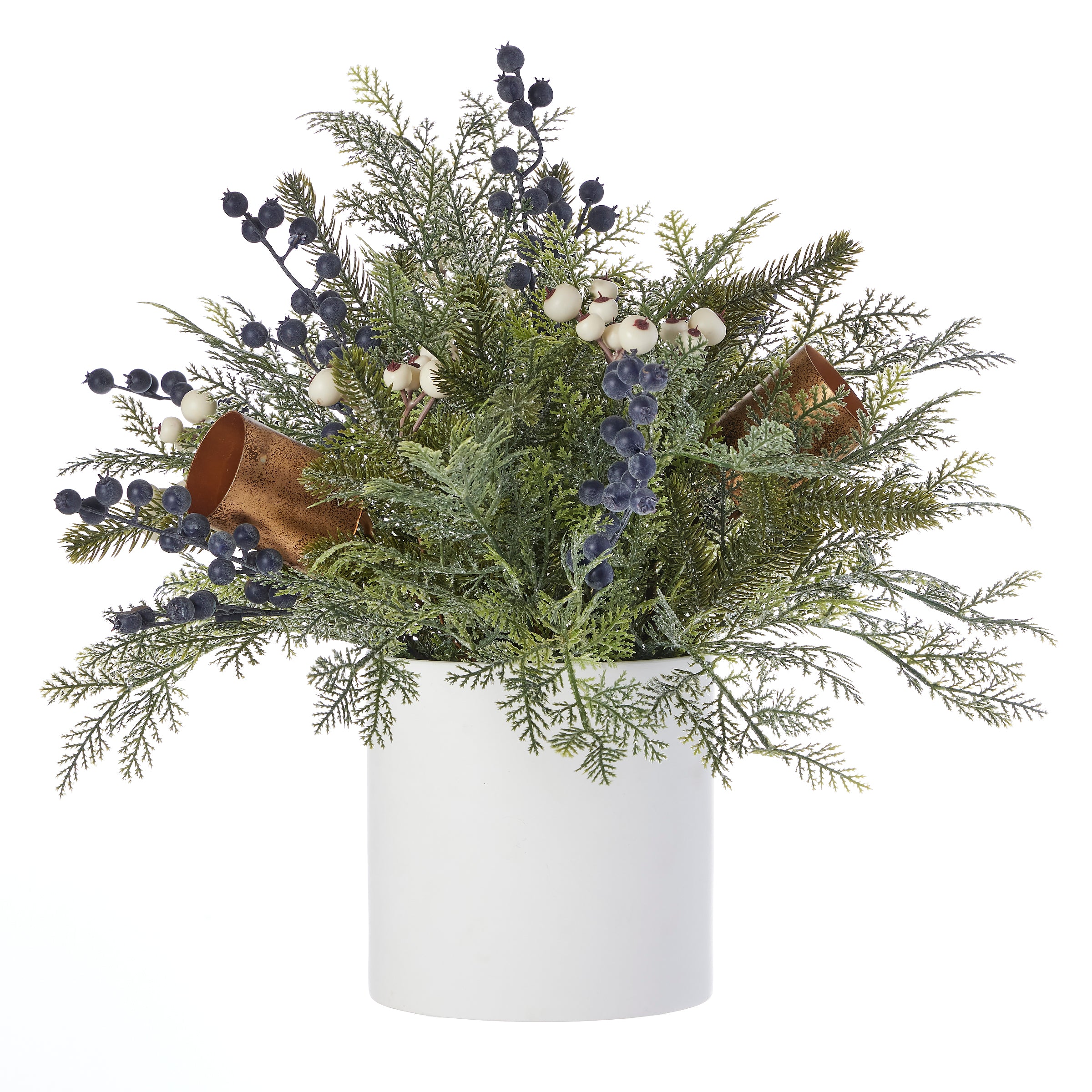 Mixed Mica Foliage with Harmony Bells 19in Arrangement in Ceramic Pot