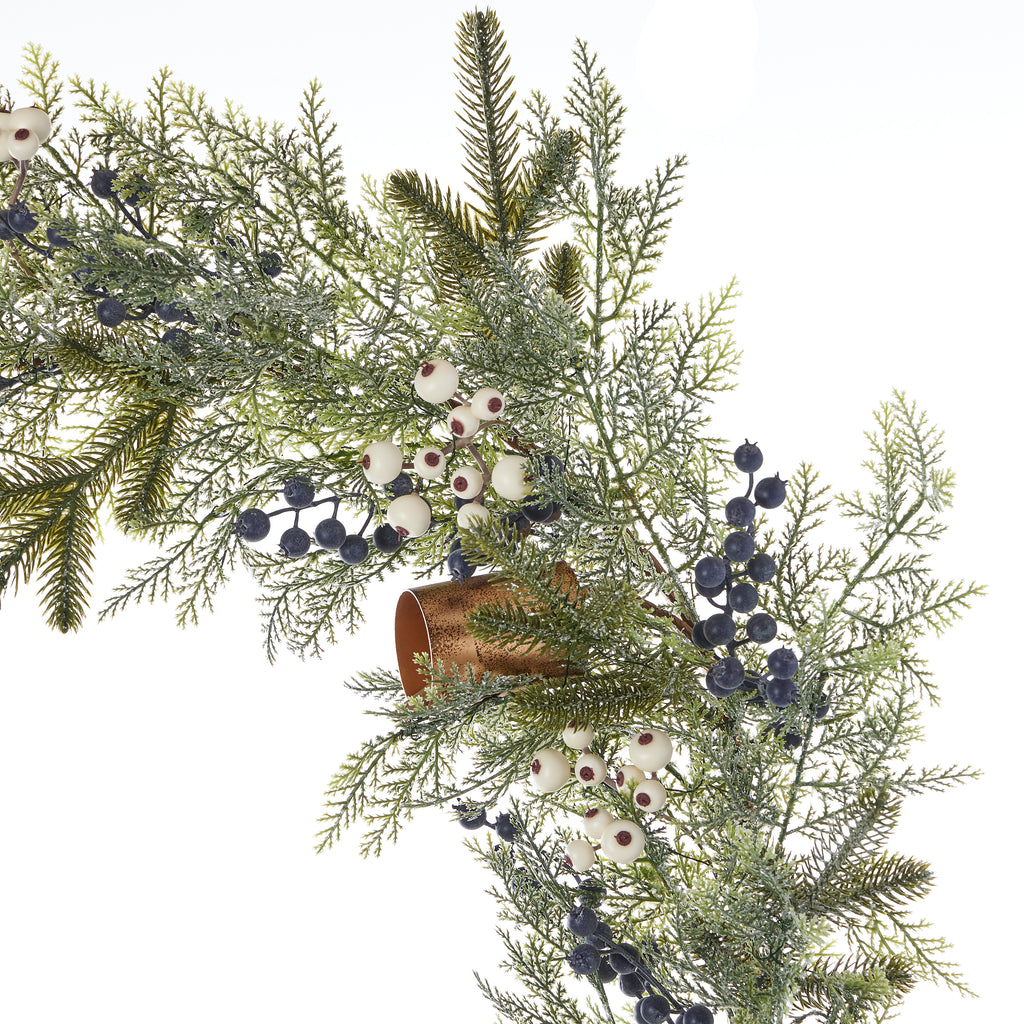 Mixed Mica Foliage with Harmony Bells 9ft Garland Pre-Lit with Fairy Lights (Battery-Operated)