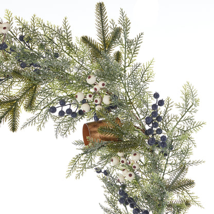 Mixed Mica Foliage with Harmony Bells 9ft Garland Pre-Lit with Fairy Lights (Battery-Operated)