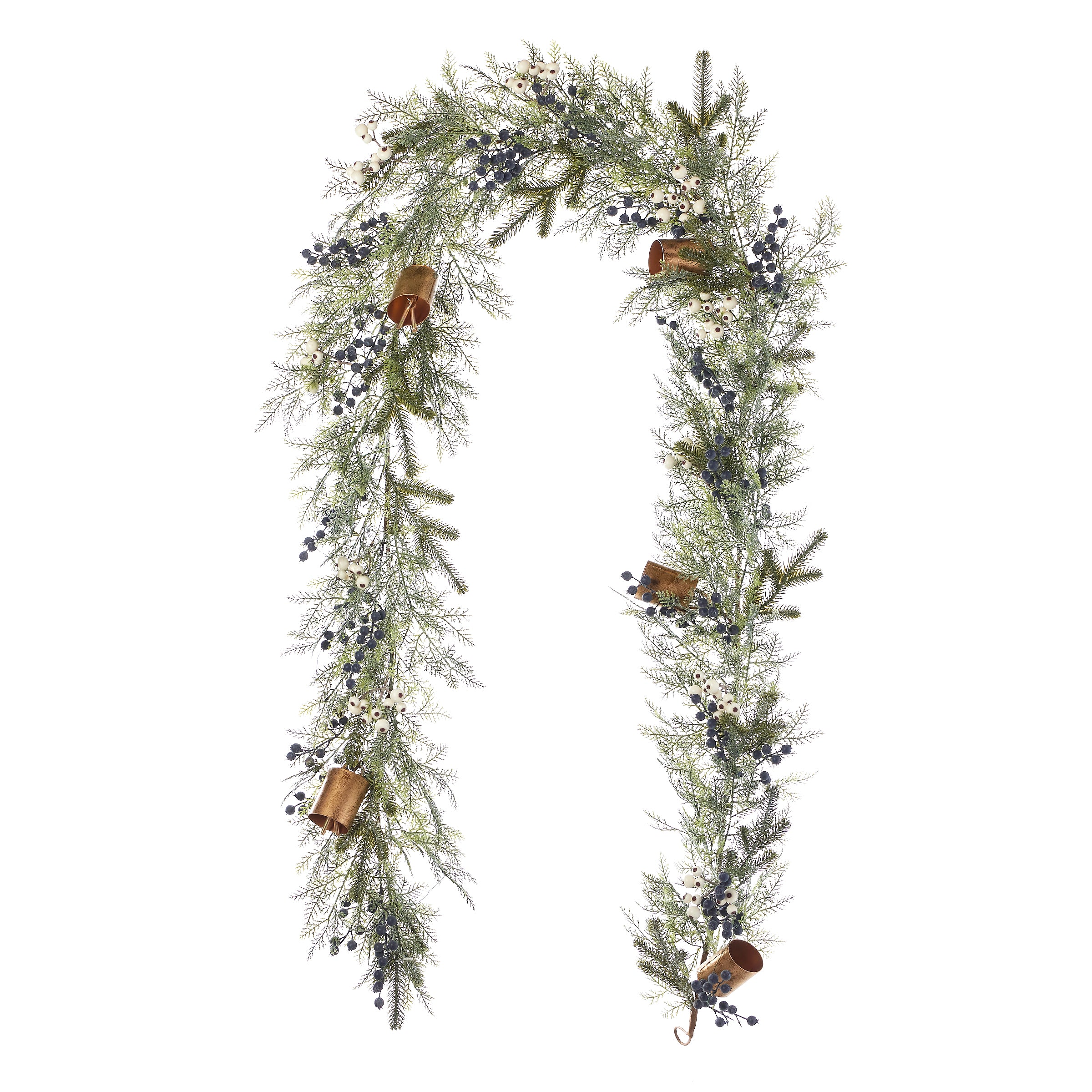 Mixed Mica Foliage with Harmony Bells 9ft Garland Pre-Lit with Fairy Lights (Battery-Operated)
