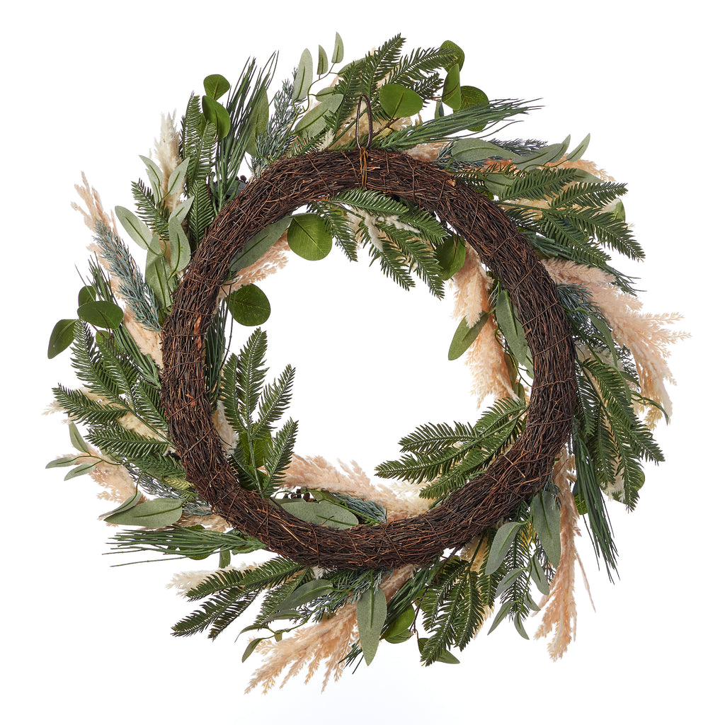 Eucalyptus and Pampas 30in Wreath