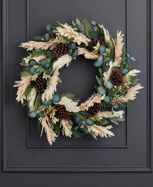 Eucalyptus and Pampas 30in Wreath