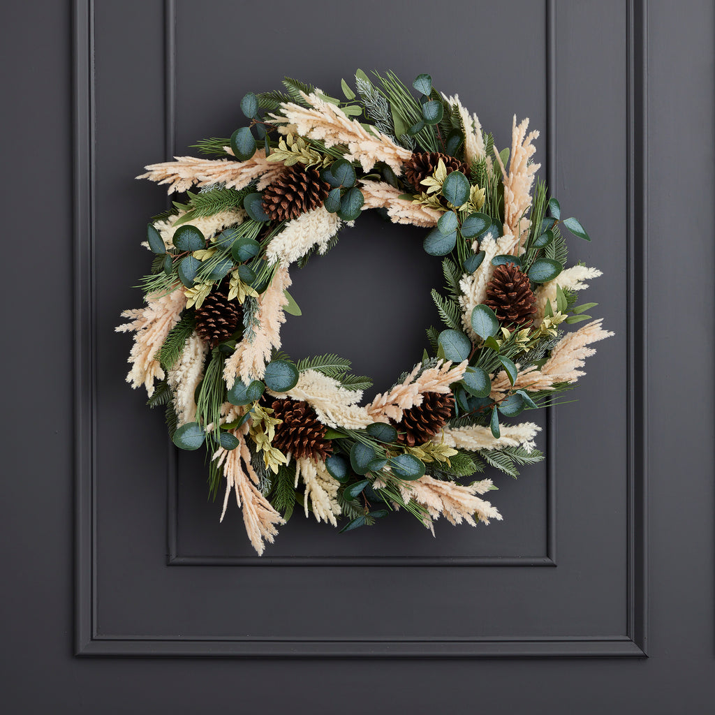 Eucalyptus and Pampas 30in Wreath