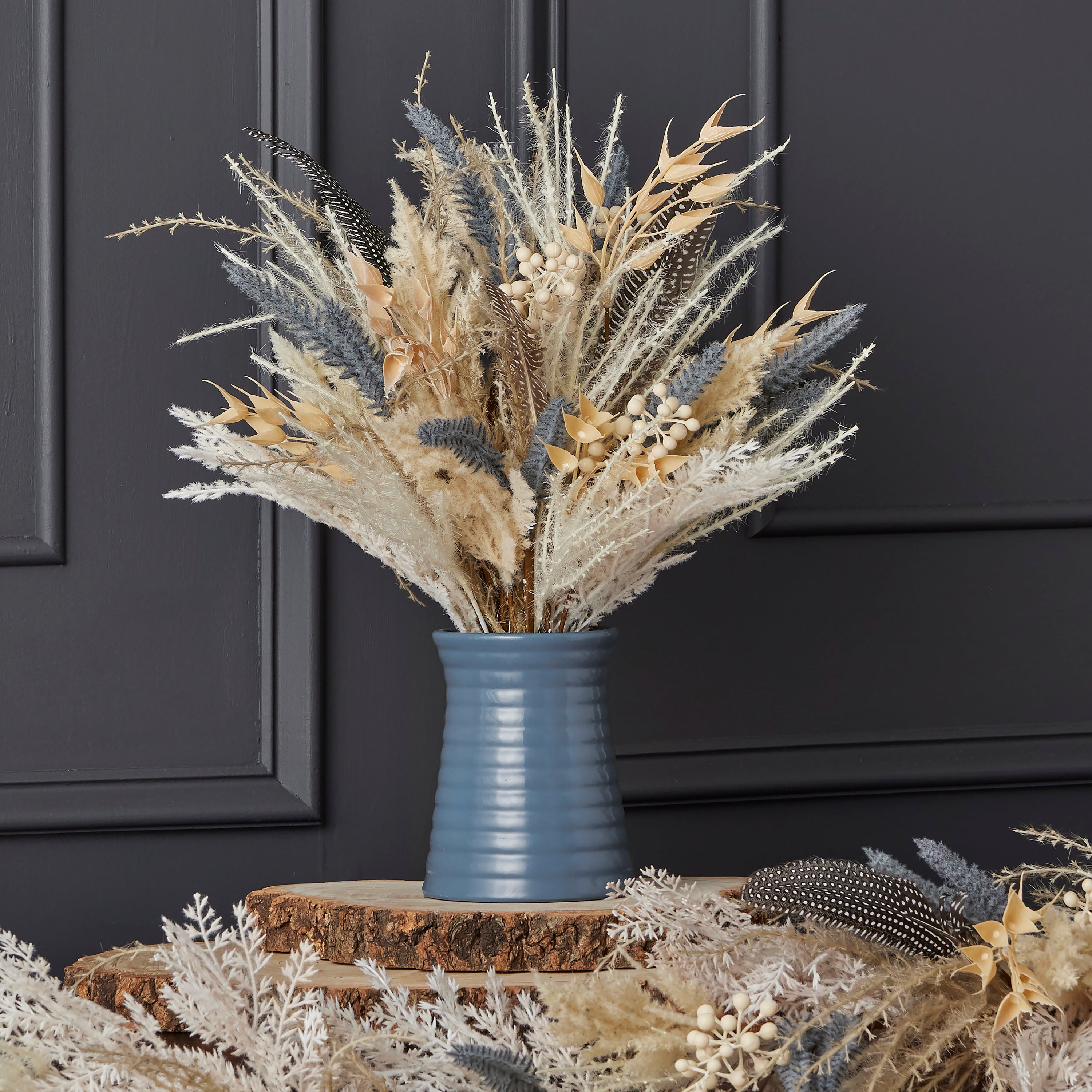 Fall Fields Bouquet with Feather and Pampas 18in Arrangement