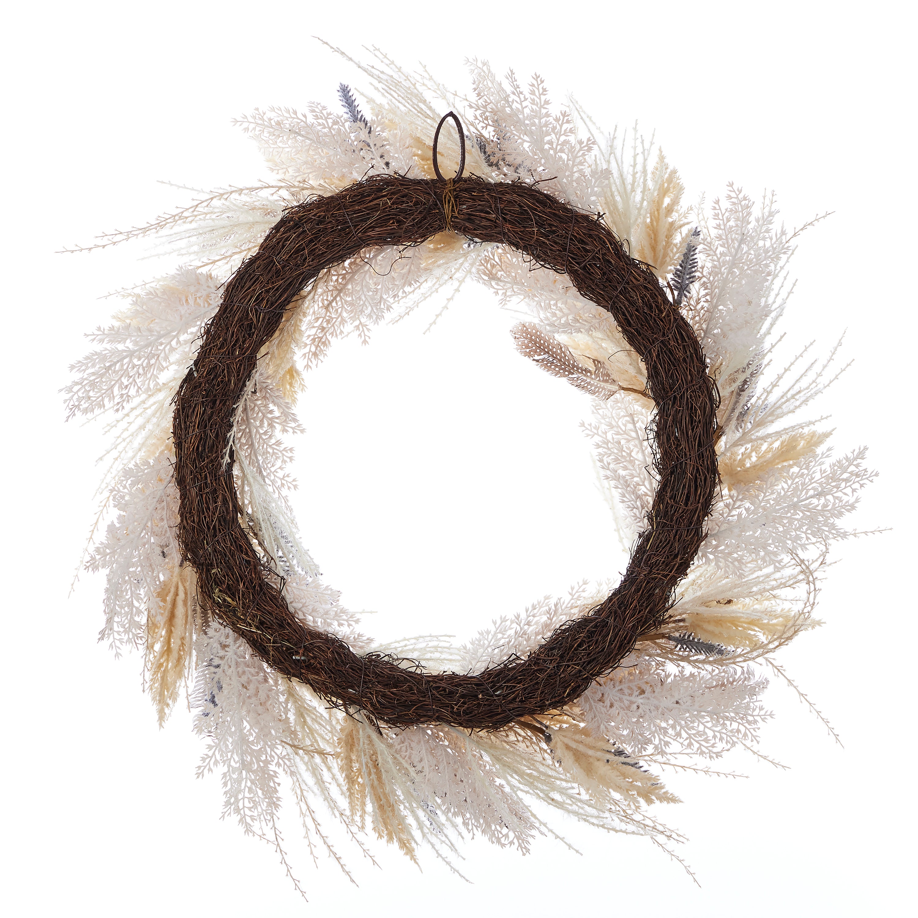 Fall Fields Bouquet with Feathers and Pampas 28in Wreath