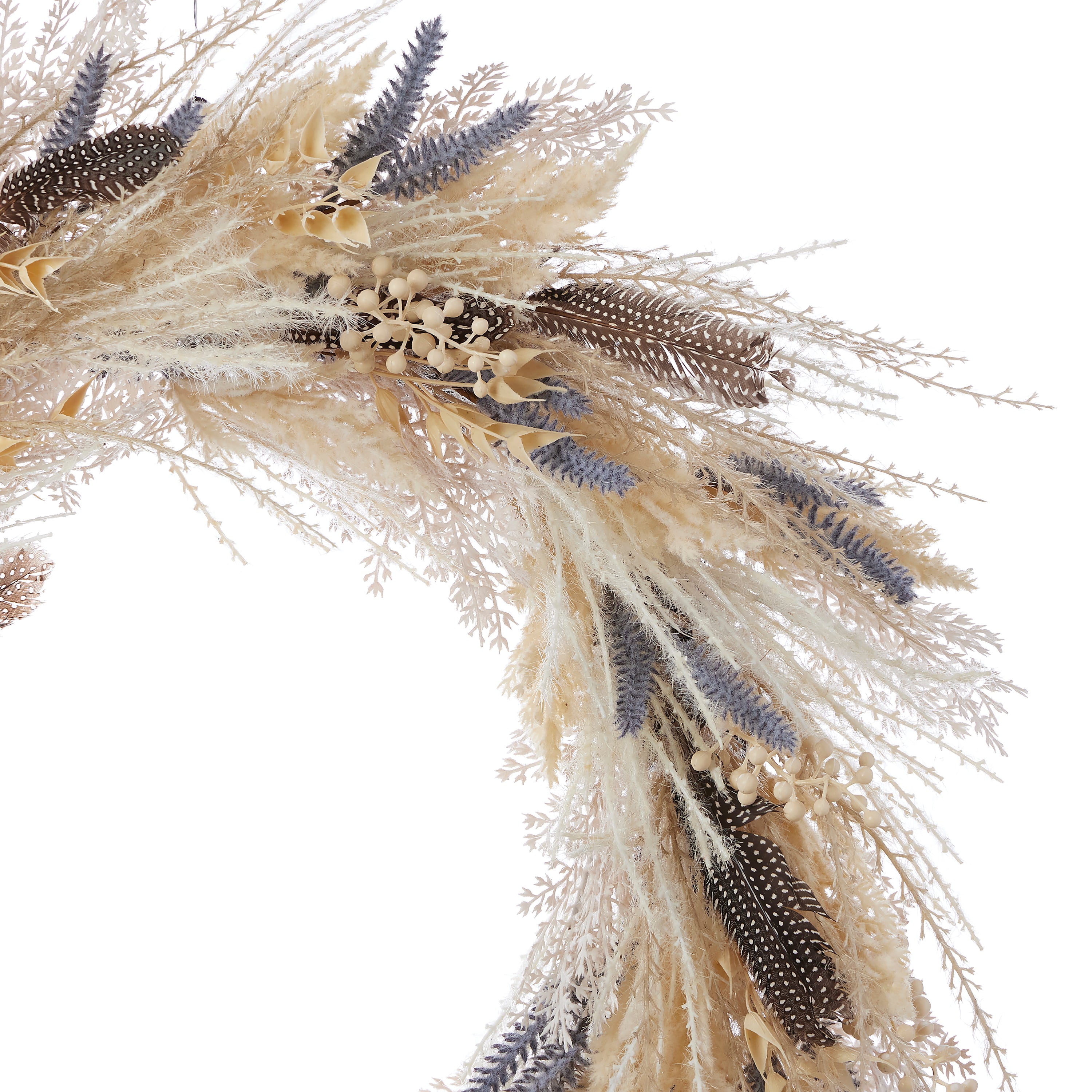 Fall Fields Bouquet with Feathers and Pampas 28in Wreath
