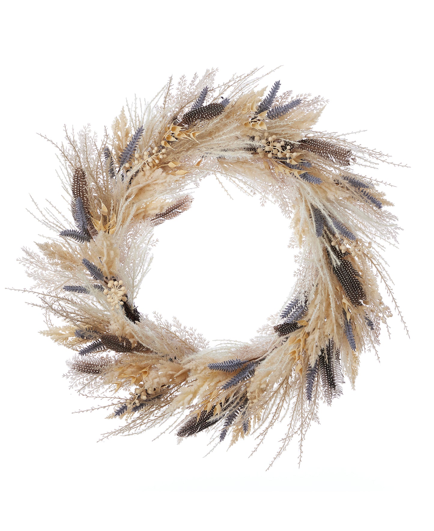Fall Fields Bouquet with Feathers and Pampas 28in Wreath