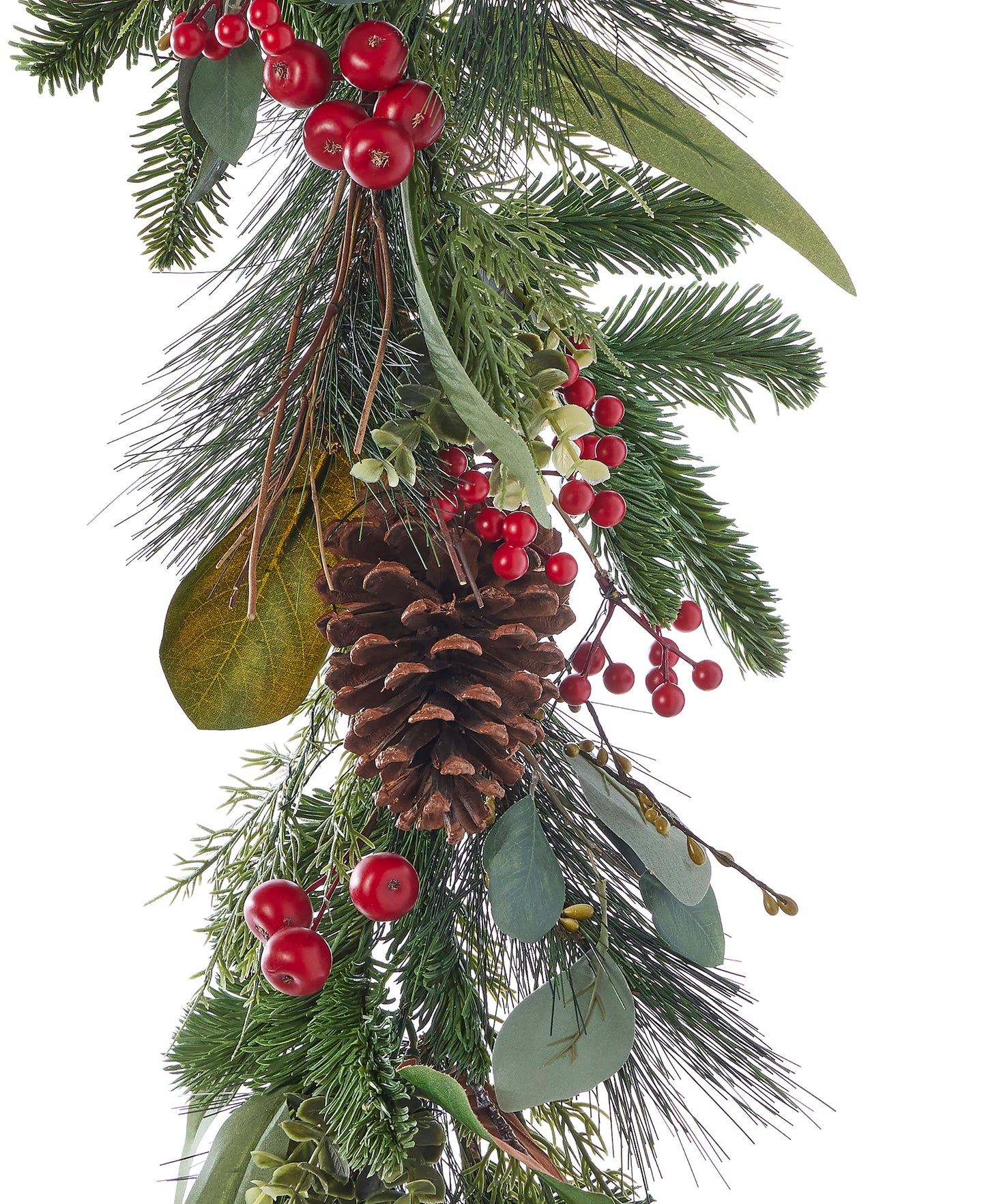 Magnolia Leaf, Eucalyptus, and Berry 9ft Garland (Battery-Operated)